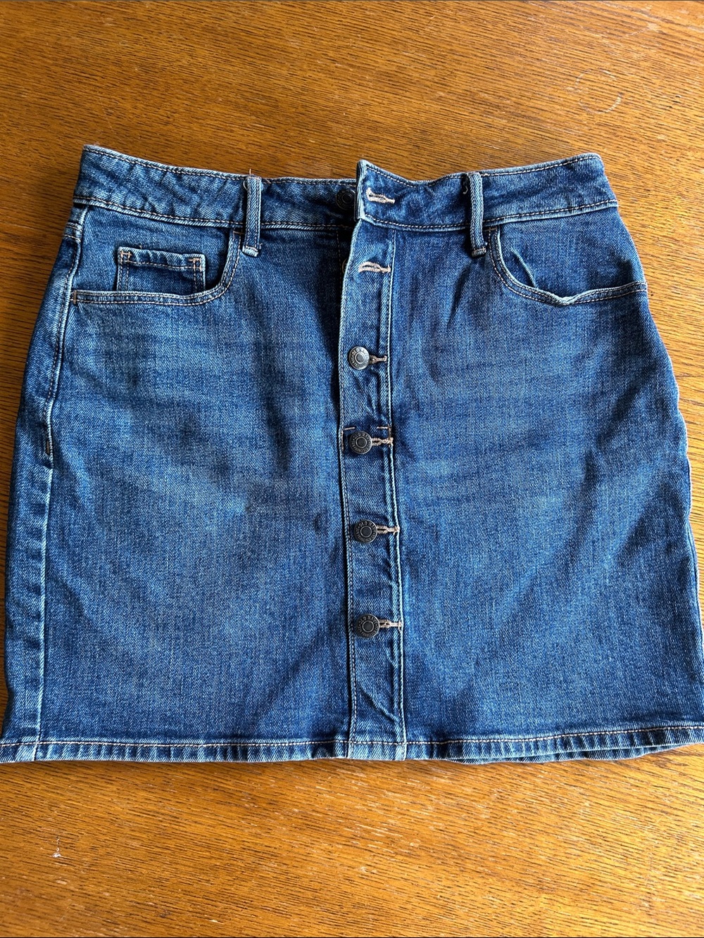 Old Navy Classic Blue Denim Button-Front Skirt